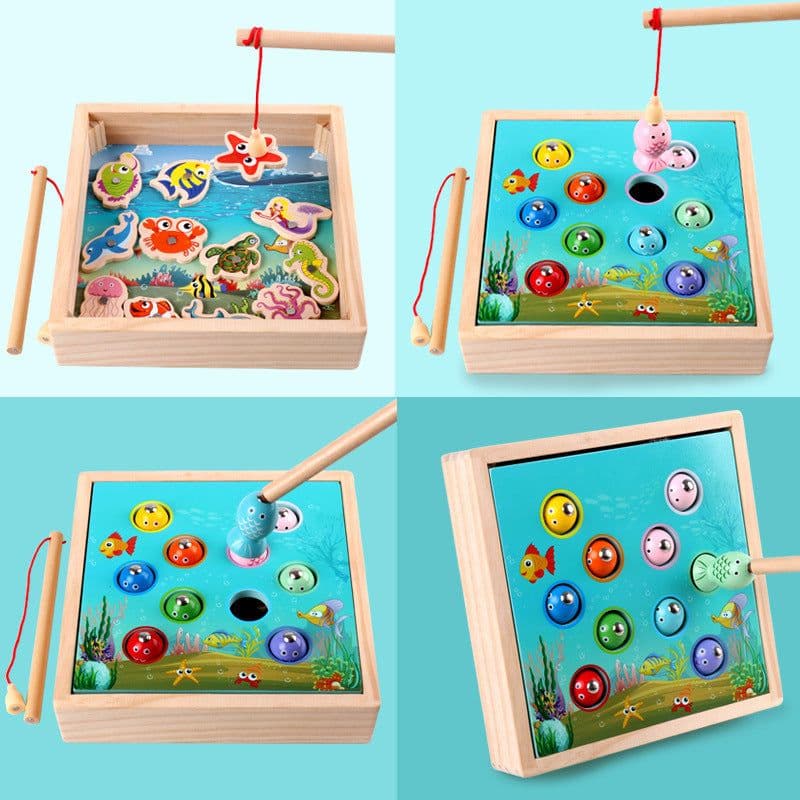 image-Children's Wooden Magnetic Fishing Girl Boy Baby Educational Toy