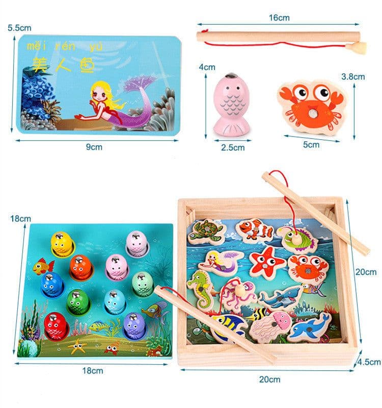 image-Children's Wooden Magnetic Fishing Girl Boy Baby Educational Toy