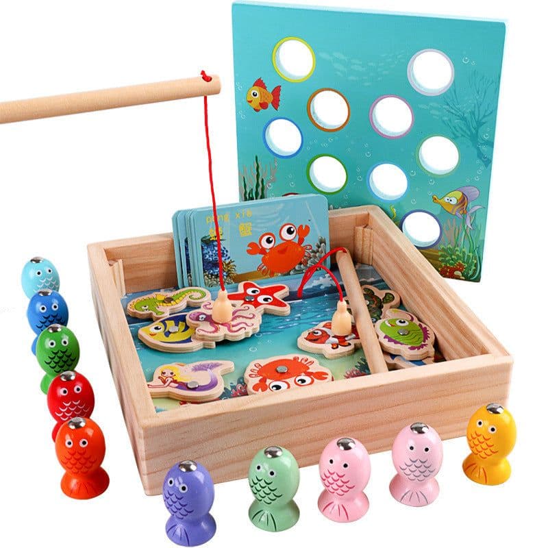 image-Children's Wooden Magnetic Fishing Girl Boy Baby Educational Toy