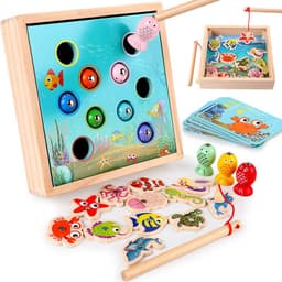 image-Children's Wooden Magnetic Fishing Girl Boy Baby Educational Toy