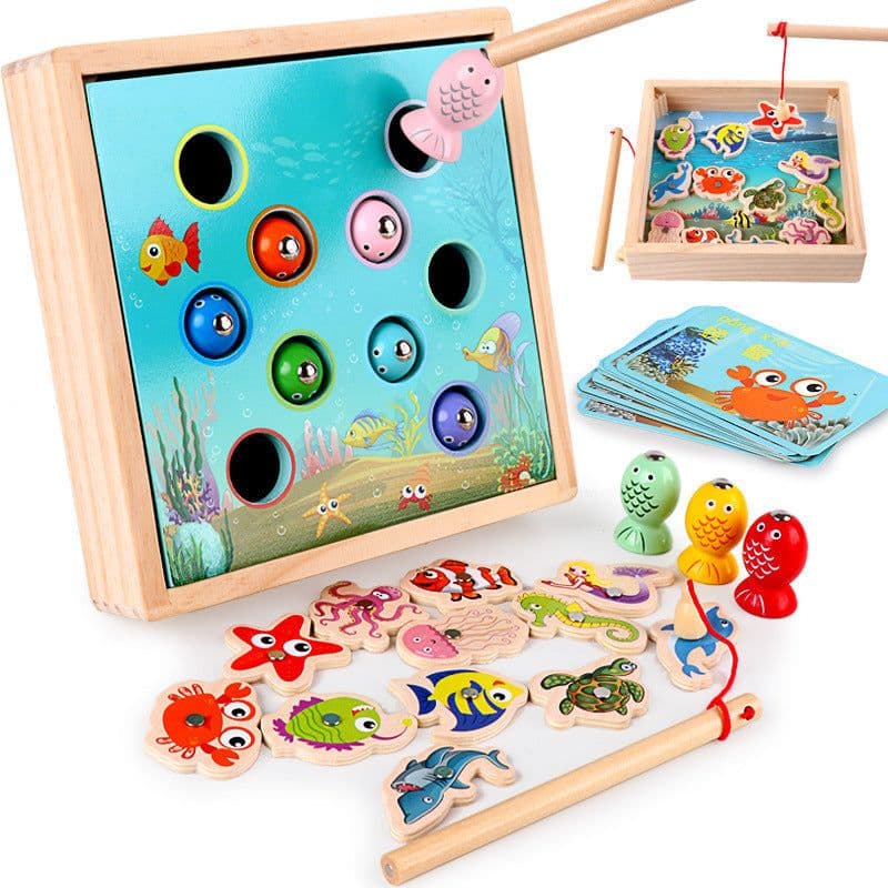 image-Children's Wooden Magnetic Fishing Girl Boy Baby Educational Toy