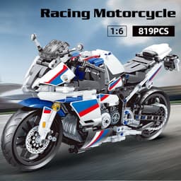 image-Retro Motorcycle Model Track Building Blocks Boys Toys
