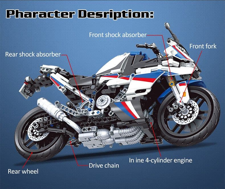 image-Retro Motorcycle Model Track Building Blocks Boys Toys