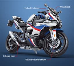 image-Retro Motorcycle Model Track Building Blocks Boys Toys
