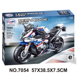 image-Retro Motorcycle Model Track Building Blocks Boys Toys