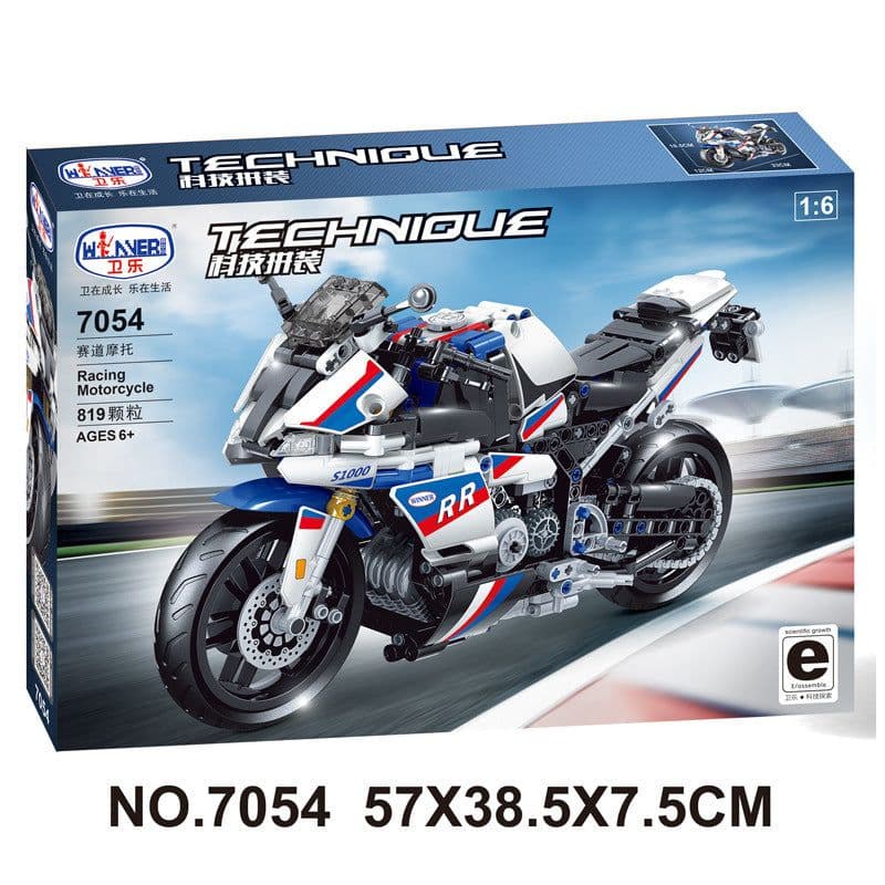 image-Retro Motorcycle Model Track Building Blocks Boys Toys