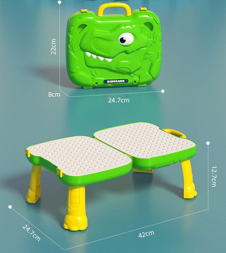 image-Children's Screw Toy Puzzle Assembly Simulation Dinosaur Electric Drill DIY Tool Table