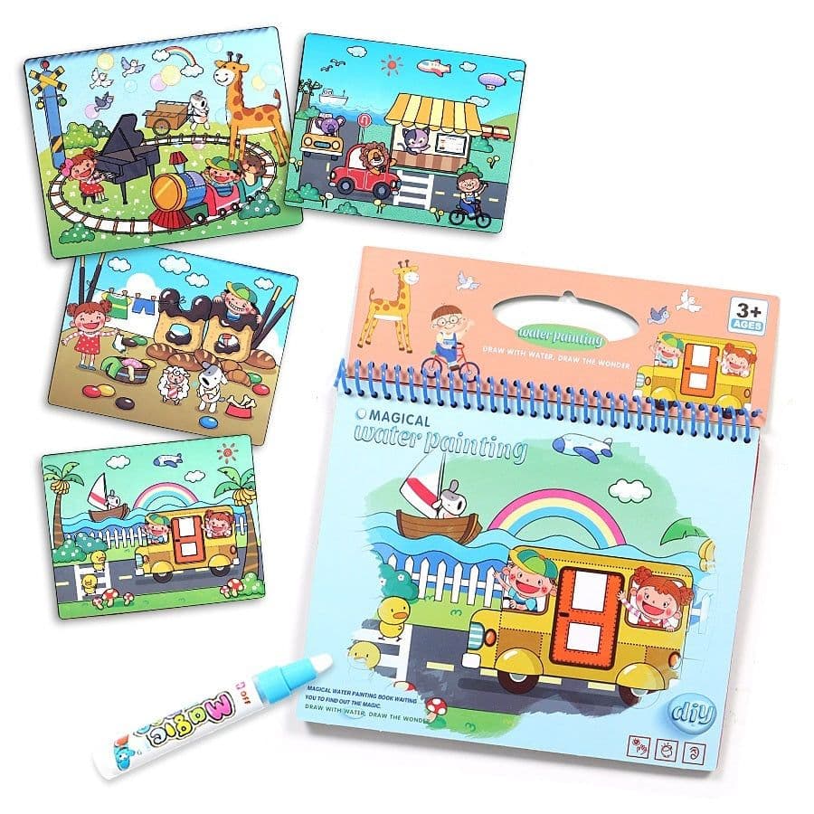 image-Early Education Clear Water Painting Life Common Sense Digital English Anime Water Album Graffiti Water Painting Book Color Filling Color Applying Books
