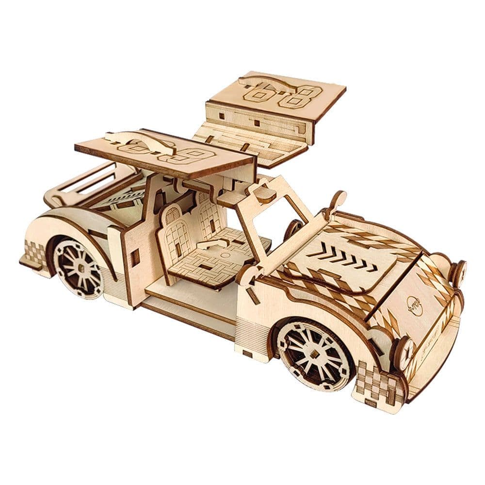 image-Handmade DIY Wooden Sports Car Model 3D Puzzle Puzzle