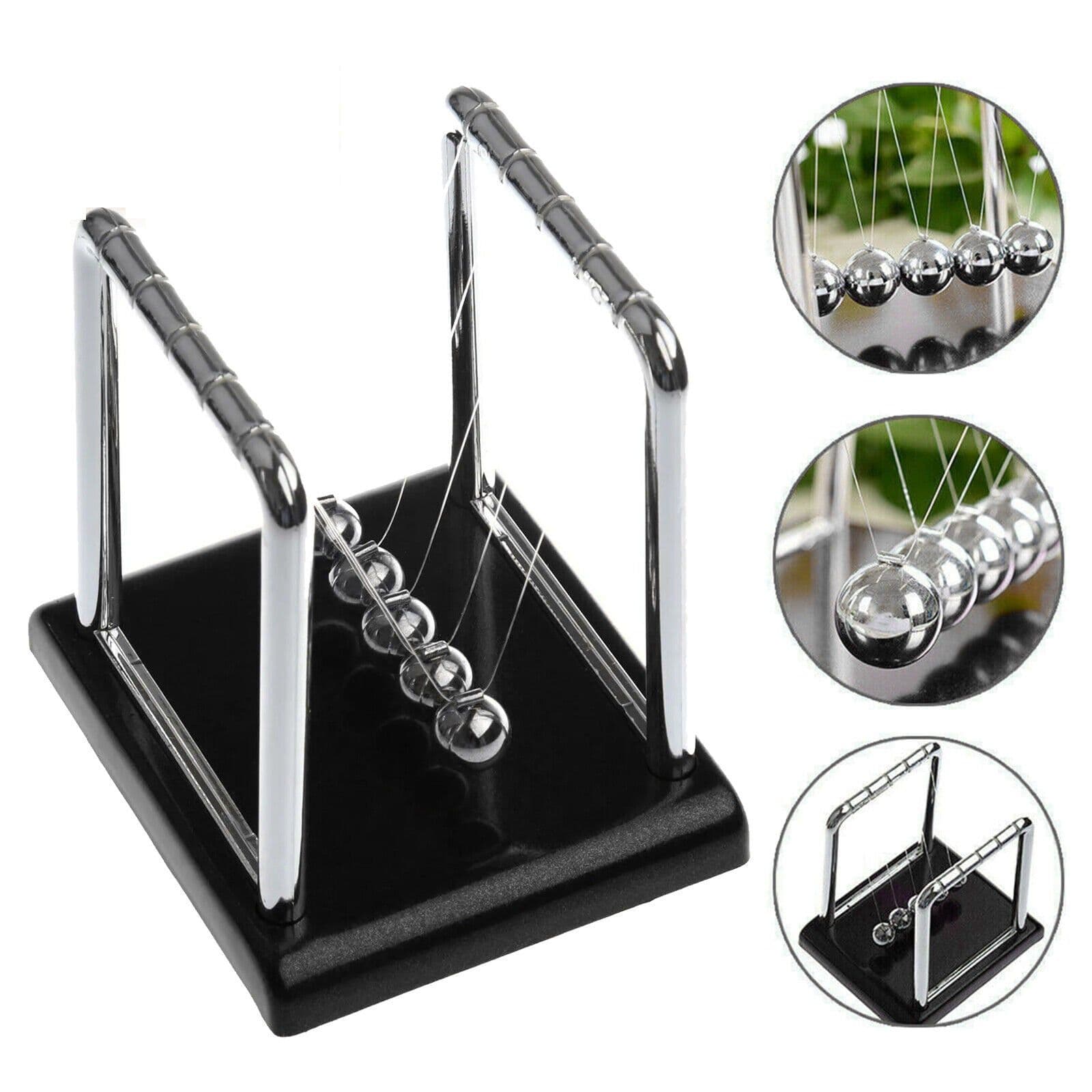 image-Newtons Cradle Steel Balance Ball Physics Science Pendulum Early Development Educational Desktop Toy Gift Office DecorationNewtons Cradle Pendulum Balance Ball Perpetual Motion Physics Decor Gift