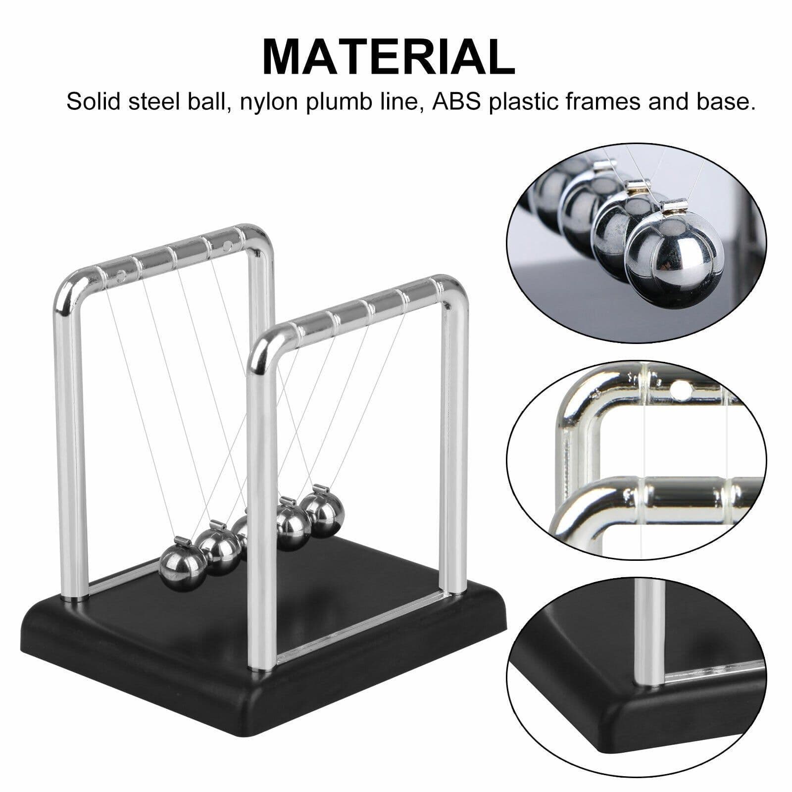 image-Newtons Cradle Steel Balance Ball Physics Science Pendulum Early Development Educational Desktop Toy Gift Office DecorationNewtons Cradle Pendulum Balance Ball Perpetual Motion Physics Decor Gift