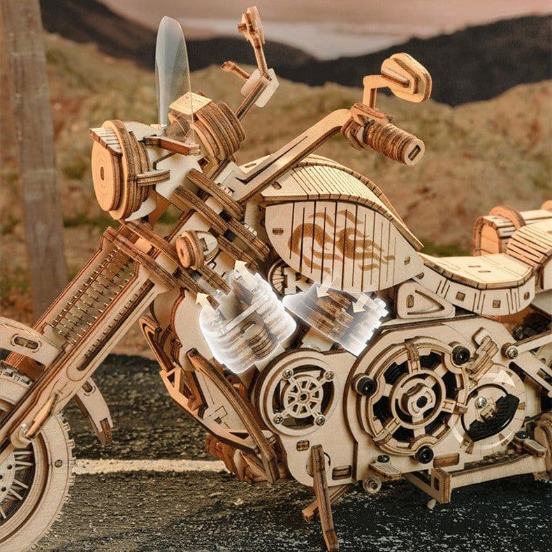 image-Cruise Motorcycle Manual Diy Wooden Assembly Model Decompression Toy