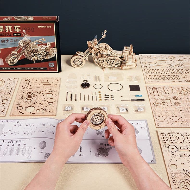 image-Cruise Motorcycle Manual Diy Wooden Assembly Model Decompression Toy