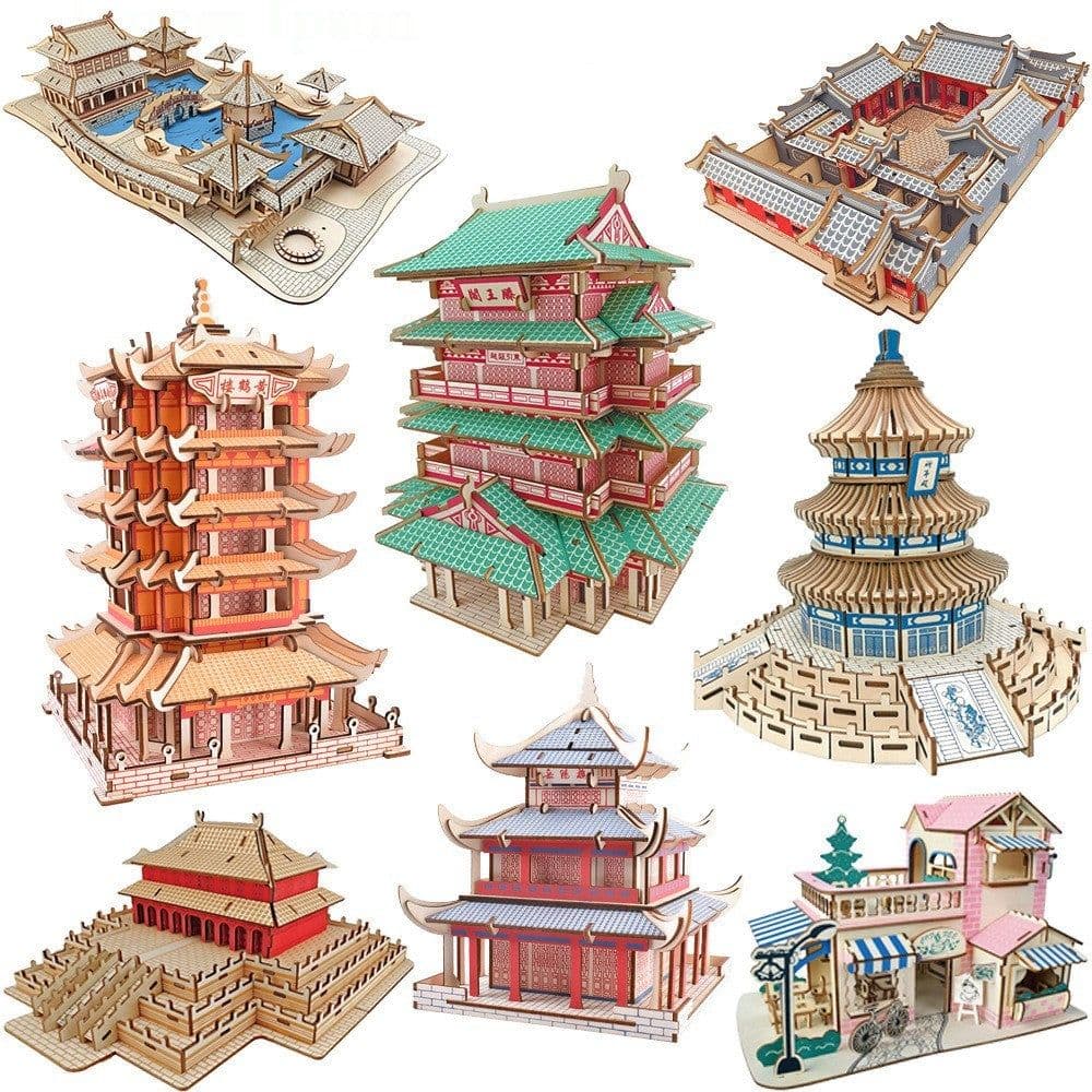 image-Laser Wood 3D Jigsaw Puzzle Toy For Children