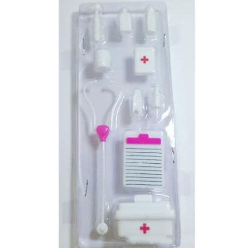 image-15 Pieces Children's Doll Medical Tools Play House Set With Pets, Plastic Toys, Furniture Accessories 465g