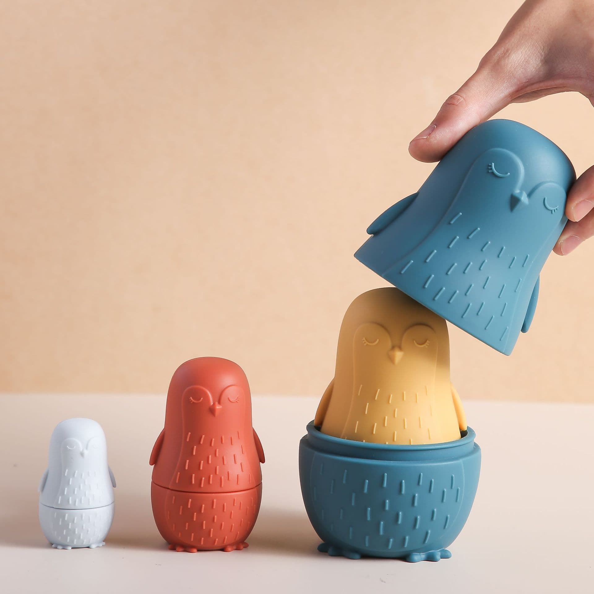 image-Penguin Silicone Puzzle Toy Assembled Matryoshka Doll