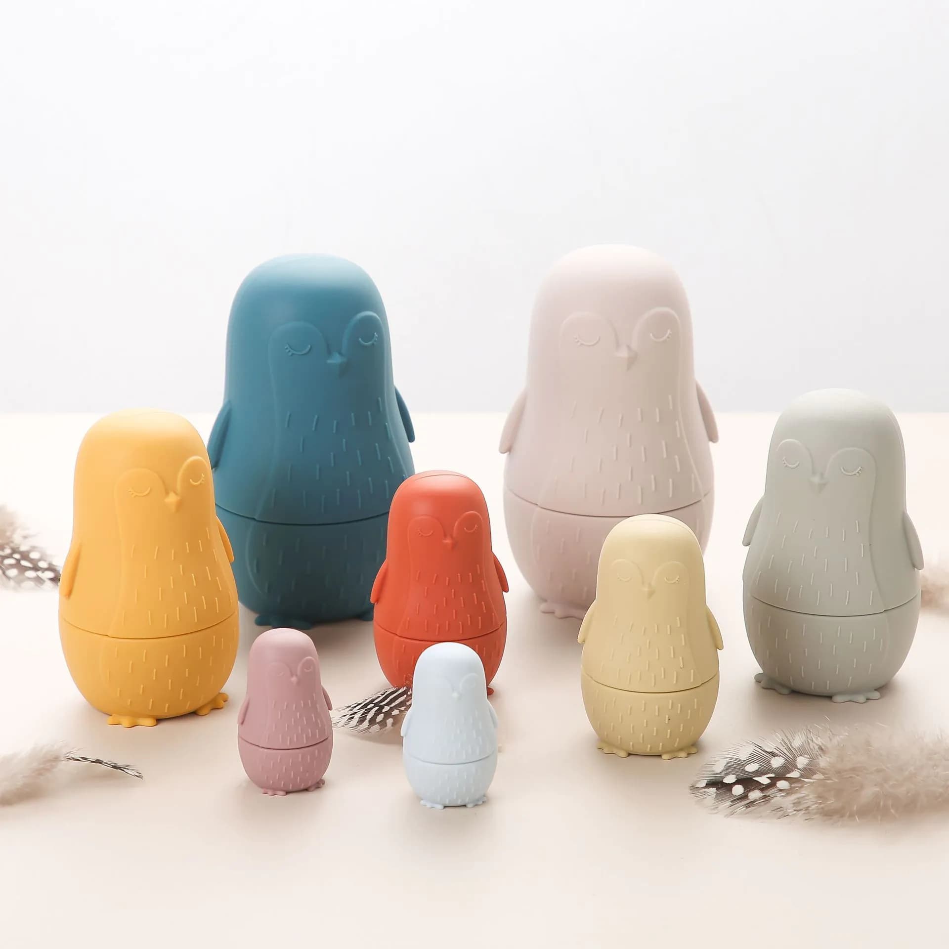image-Penguin Silicone Puzzle Toy Assembled Matryoshka Doll