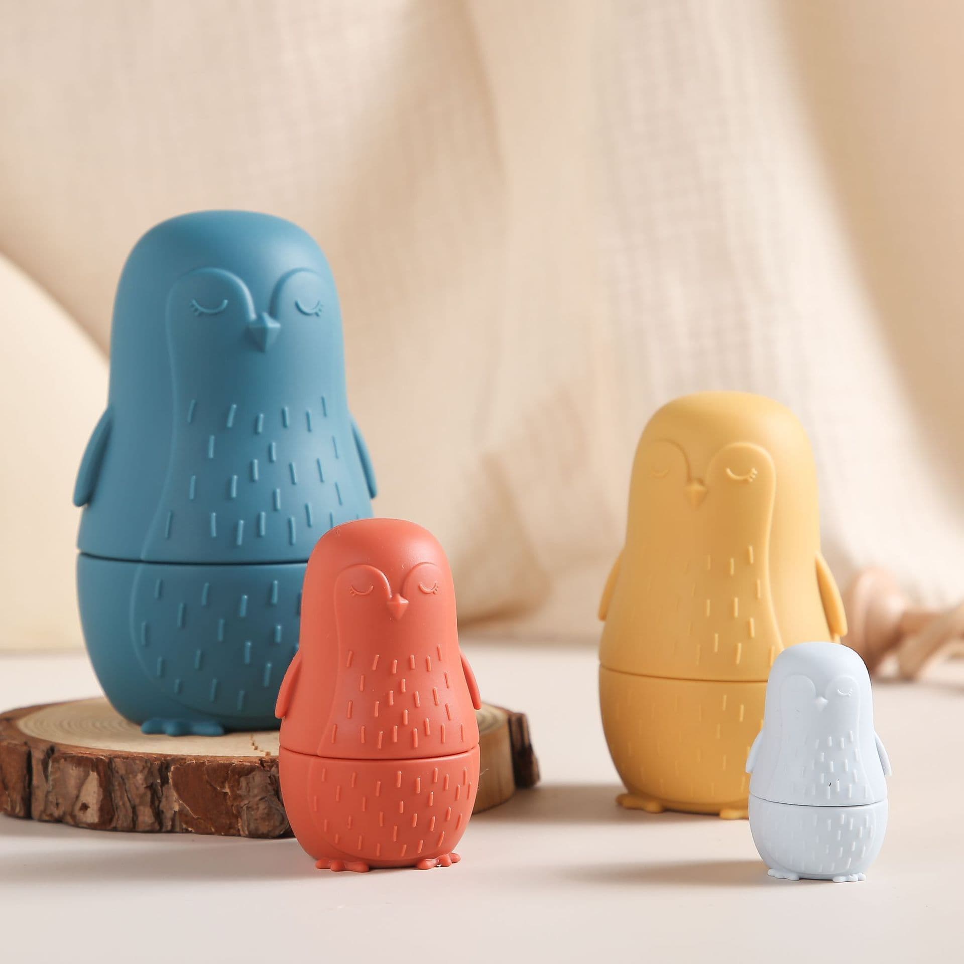 image-Penguin Silicone Puzzle Toy Assembled Matryoshka Doll