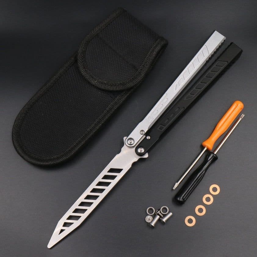 image-Aluminum Alloy Integrated Handle Swinging Knife Butterfly Knife Does