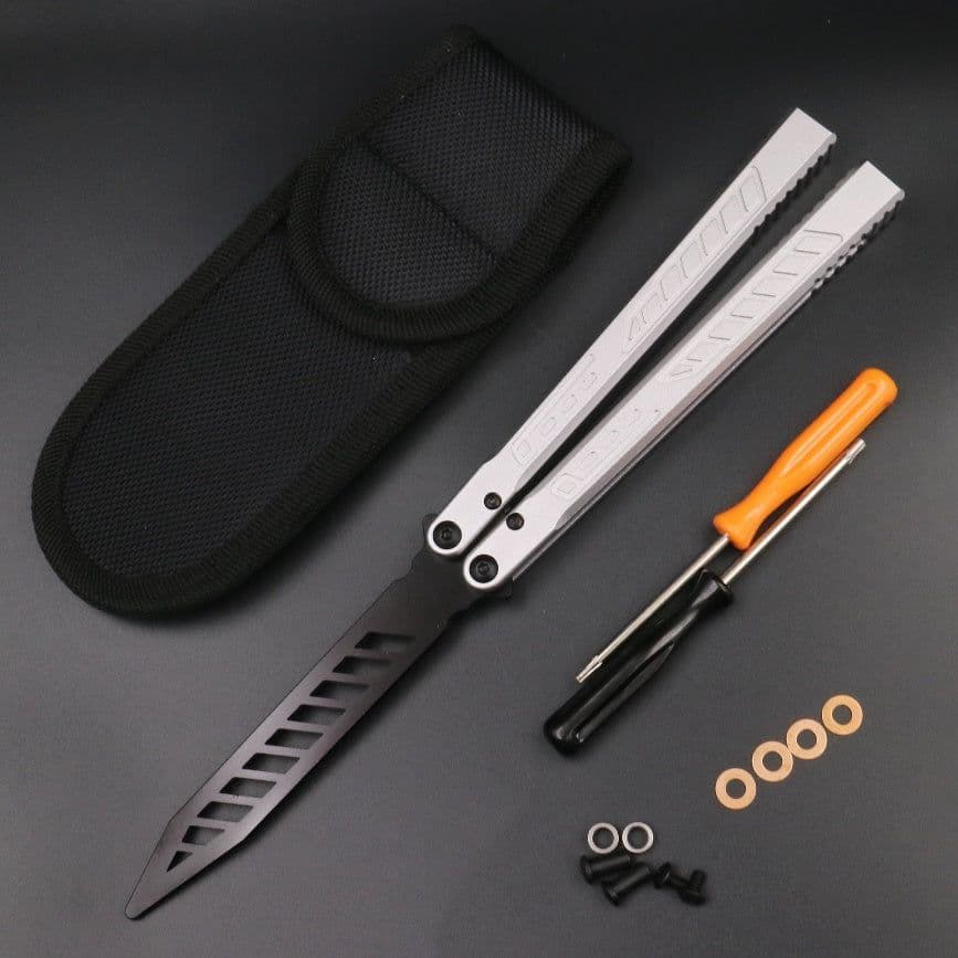 image-Aluminum Alloy Integrated Handle Swinging Knife Butterfly Knife Does