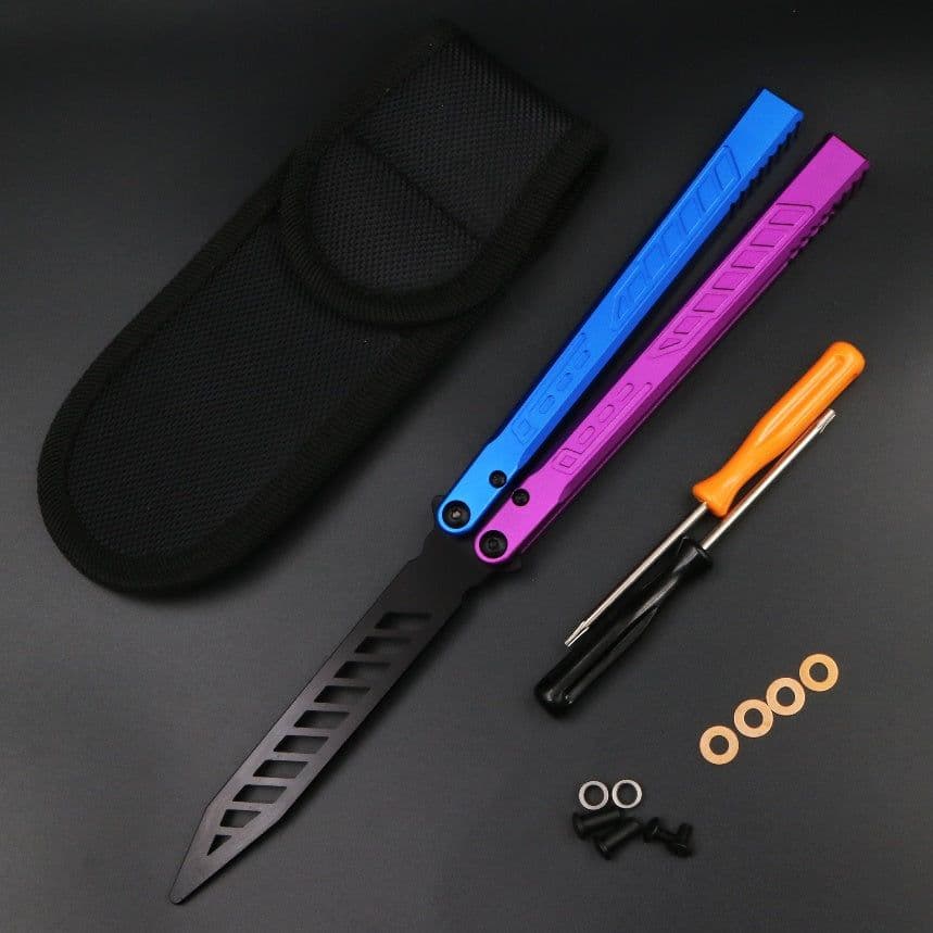 image-Aluminum Alloy Integrated Handle Swinging Knife Butterfly Knife Does