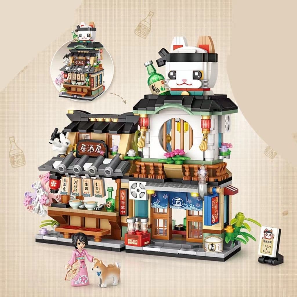 image-Particle Building Blocks Aquatic Store Japanese Street Scene Mosaic Educational Toys