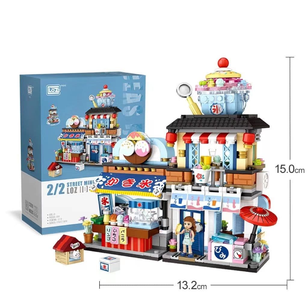 image-Particle Building Blocks Aquatic Store Japanese Street Scene Mosaic Educational Toys