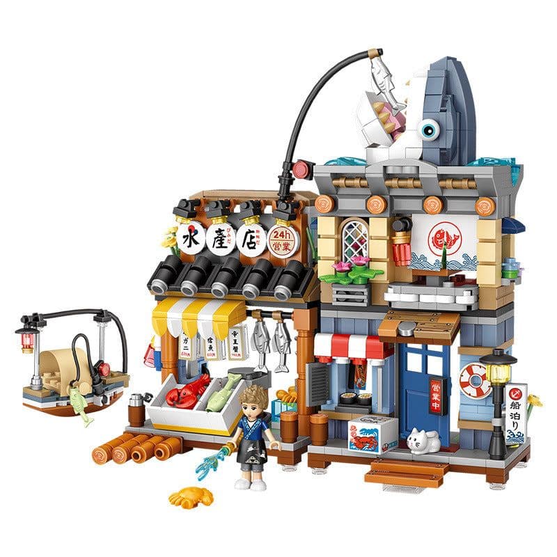 image-Particle Building Blocks Aquatic Store Japanese Street Scene Mosaic Educational Toys