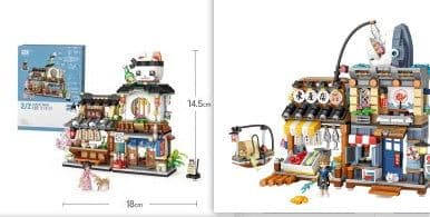 image-Particle Building Blocks Aquatic Store Japanese Street Scene Mosaic Educational Toys
