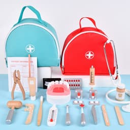 image-Early Childhood Education Role Play Every Family Holding Medical Bag Model Stethoscope Toys