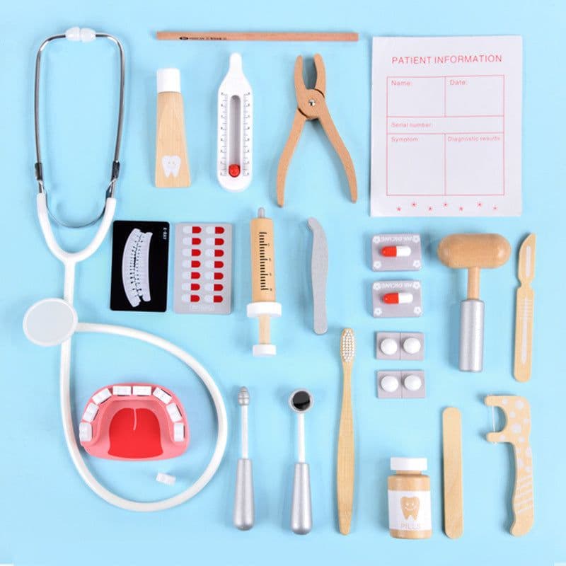 image-Early Childhood Education Role Play Every Family Holding Medical Bag Model Stethoscope Toys