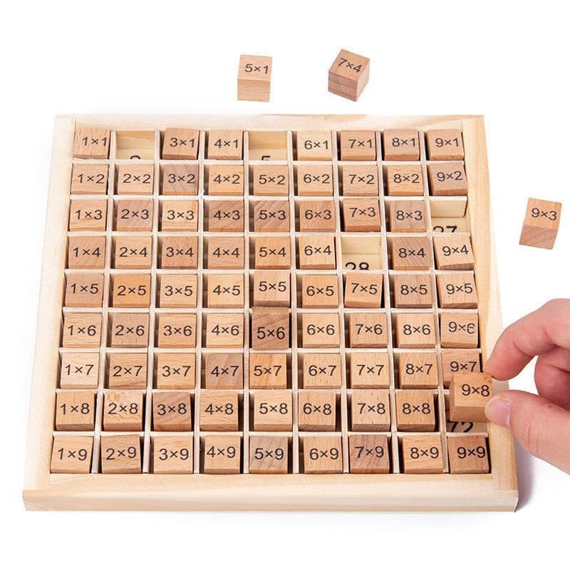 image-Wooden Ninety-nine Multiplication Table Building Blocks Educational Toys