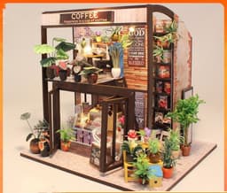 image-Cottage Time Coffee House Florist Handmade Model House Assembly Toys