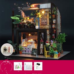 image-Cottage Time Coffee House Florist Handmade Model House Assembly Toys