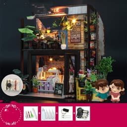 image-Cottage Time Coffee House Florist Handmade Model House Assembly Toys