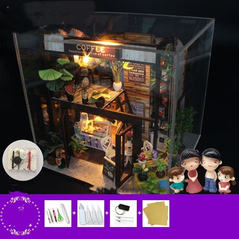 image-Cottage Time Coffee House Florist Handmade Model House Assembly Toys