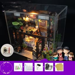 image-Cottage Time Coffee House Florist Handmade Model House Assembly Toys