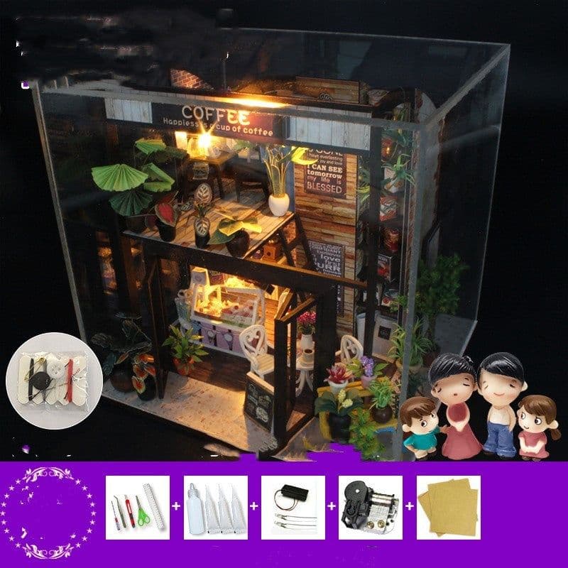 image-Cottage Time Coffee House Florist Handmade Model House Assembly Toys