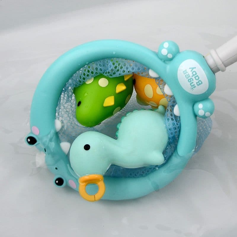 image-Bath Toy Dinosaur Fishing Fishing Toy Can Spray Water Pinch Called Fishing Net