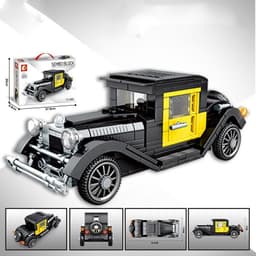 image-Nostalgia Retro Vintage Car Model Assembly Building Block Toys