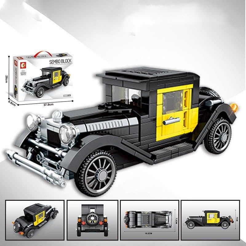 image-Nostalgia Retro Vintage Car Model Assembly Building Block Toys