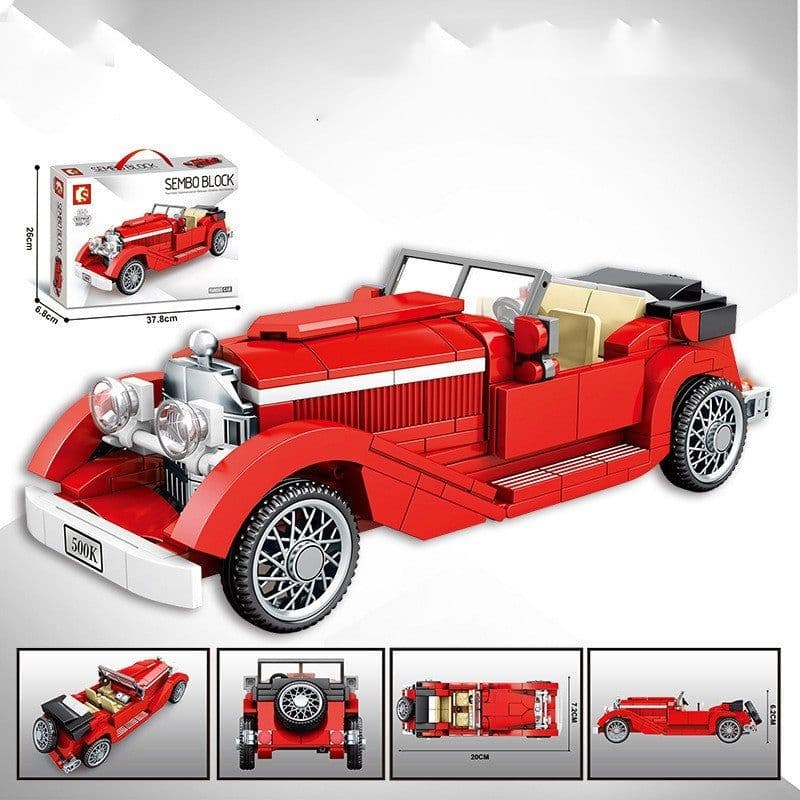 image-Nostalgia Retro Vintage Car Model Assembly Building Block Toys