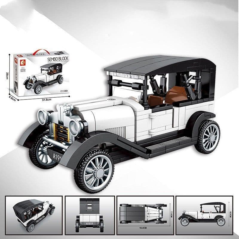 image-Nostalgia Retro Vintage Car Model Assembly Building Block Toys