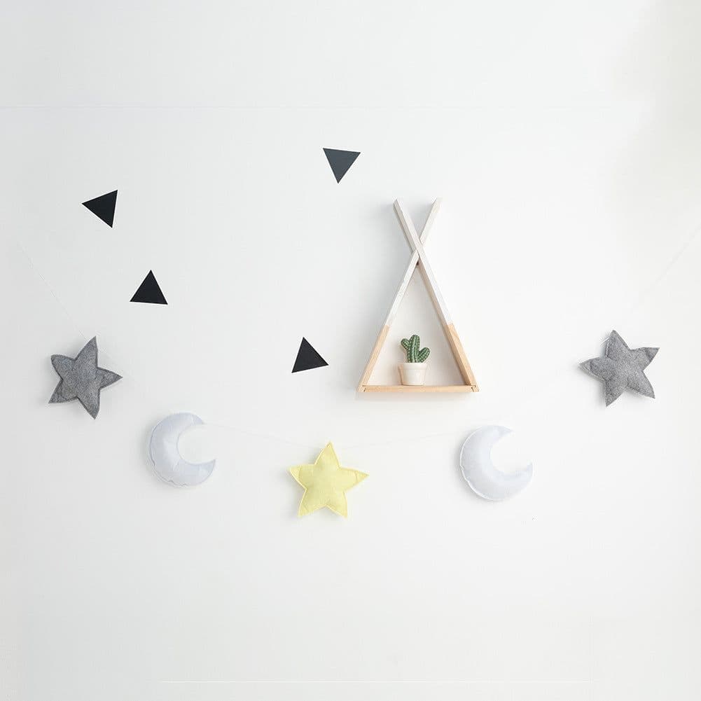 image-Star Moon Hanging Ornament Children's Room Crib 5 Star Decorations