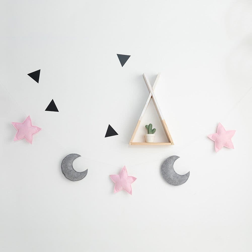image-Star Moon Hanging Ornament Children's Room Crib 5 Star Decorations