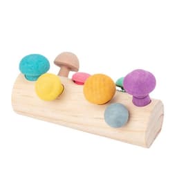 image-Fun Mushroom Picking Game Color Cognition Puzzle Baby's Building Blocks Education Wooden Toys