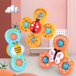 image-Children's Suction Cup Round Music Toy Baby Cartoon Rattle Can Bite