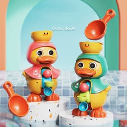 image-Cute Duck Rotating Water Wheel Baby Bath Toy