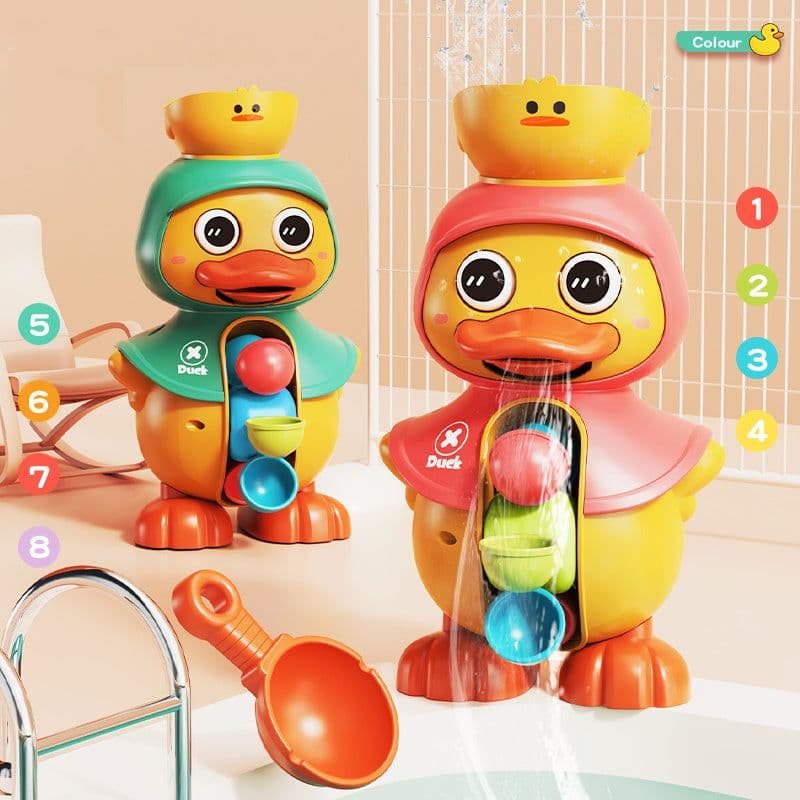 image-Cute Duck Rotating Water Wheel Baby Bath Toy