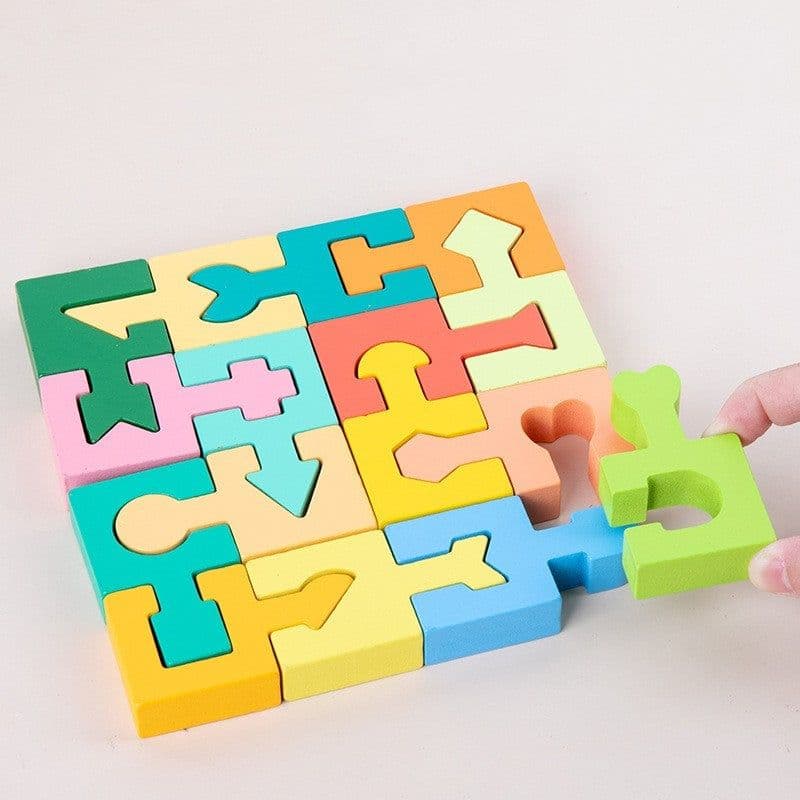 image-Children's Wooden Toys Geometric Building Blocks Three-dimensional Mosaic Board